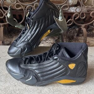 Nike air Jordan retro 14 DMP black and gold basketball shoes